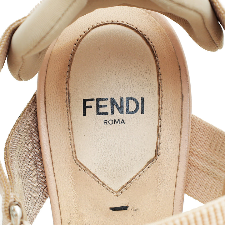 Fendi Beige Mesh Colibri Slingback Pump 37.5