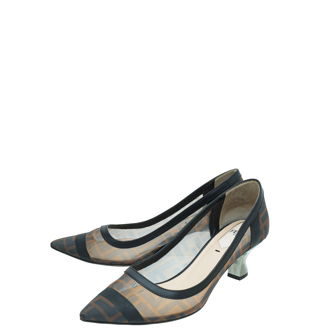 Fendi Bicolor Mesh Colibri Pumps 37