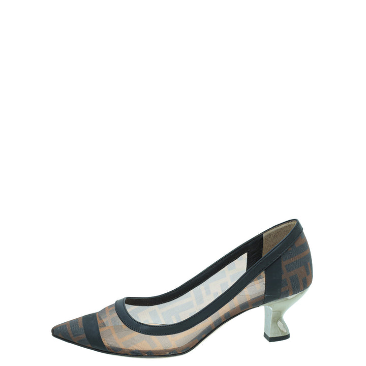 Fendi Bicolor Mesh Colibri Pumps 37