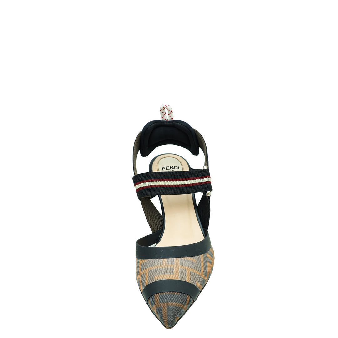 Fendi Bicolor Colibri Mesh Slingback Pumps 37