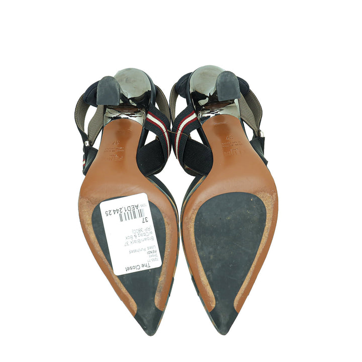 Fendi Bicolor Colibri Mesh Slingback Pumps 37