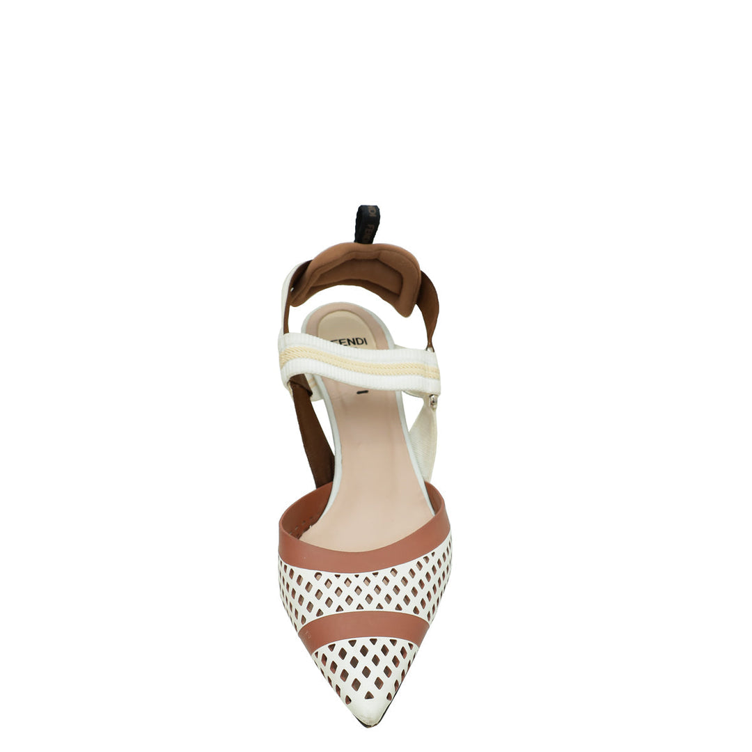 Fendi Bicolor Colibri Perforated Slingback 38.5