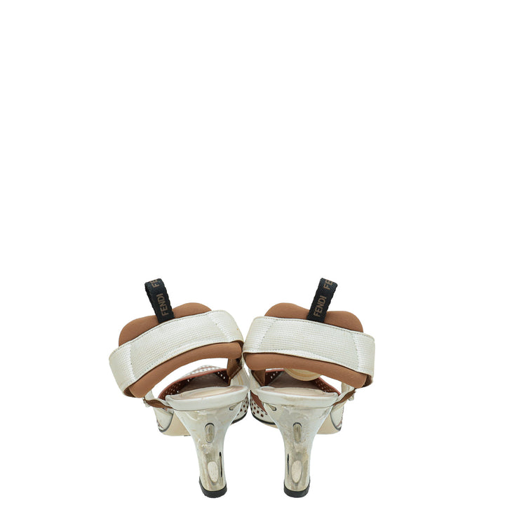 Fendi Bicolor Colibri Perforated Slingback 38.5