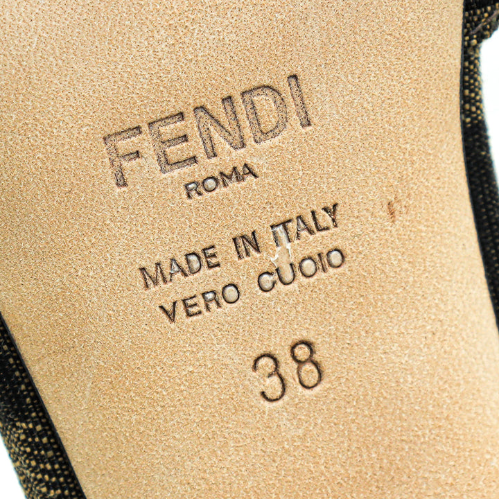 Fendi Bicolor Zucca FF Buckle Heeled Mules 38
