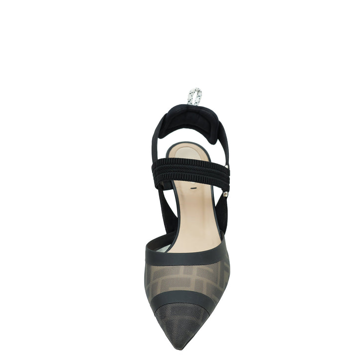 Fendi Black Colibri Mesh Slingback Pump 39