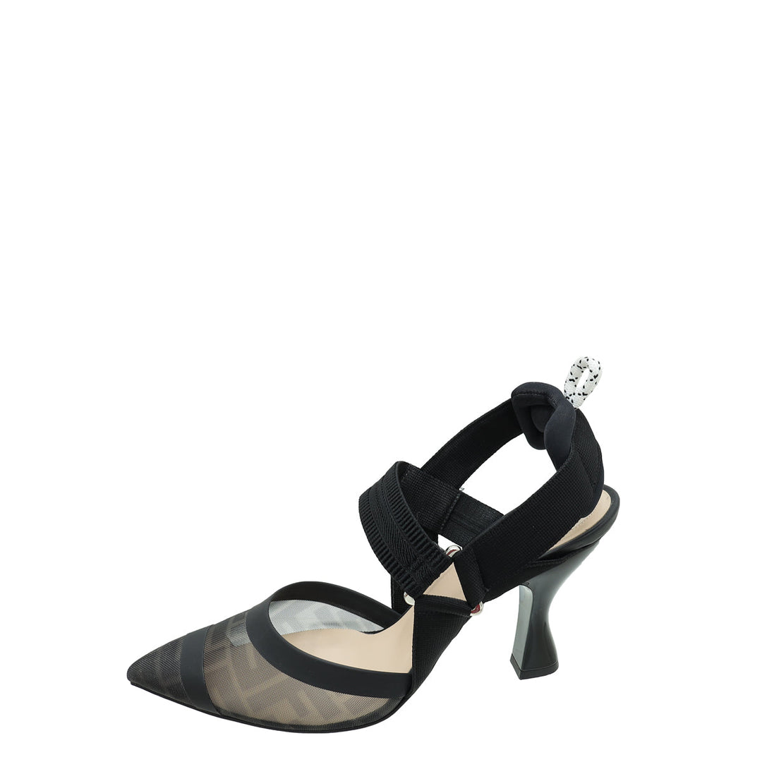 Fendi Black Colibri Mesh Slingback Pump 39
