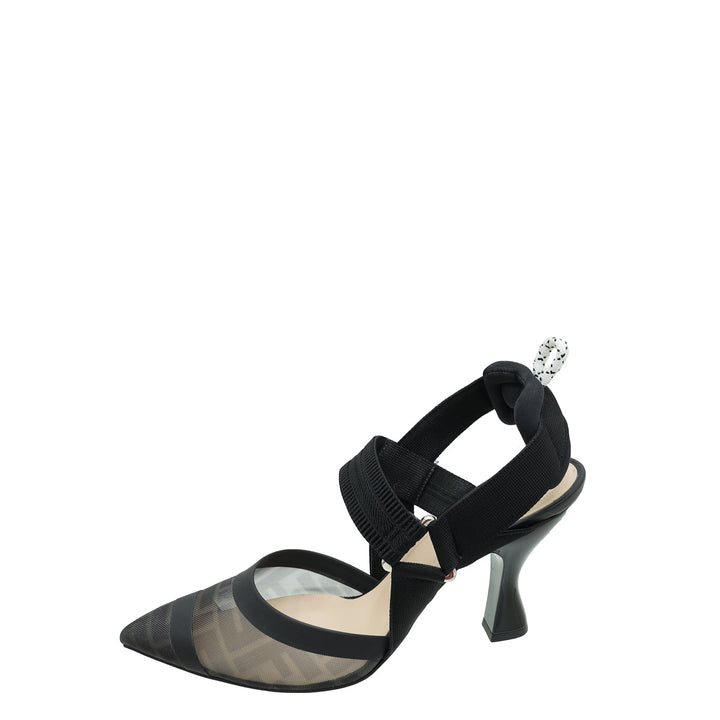 Fendi Black Colibri Mesh Slingback Pump 39