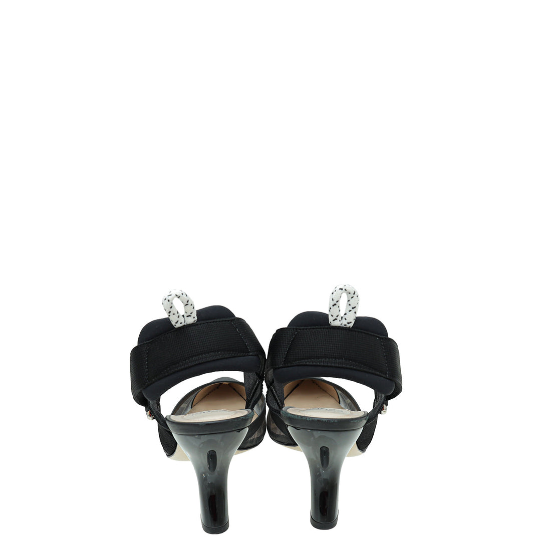 Fendi Black Colibri Mesh Slingback Pump 39