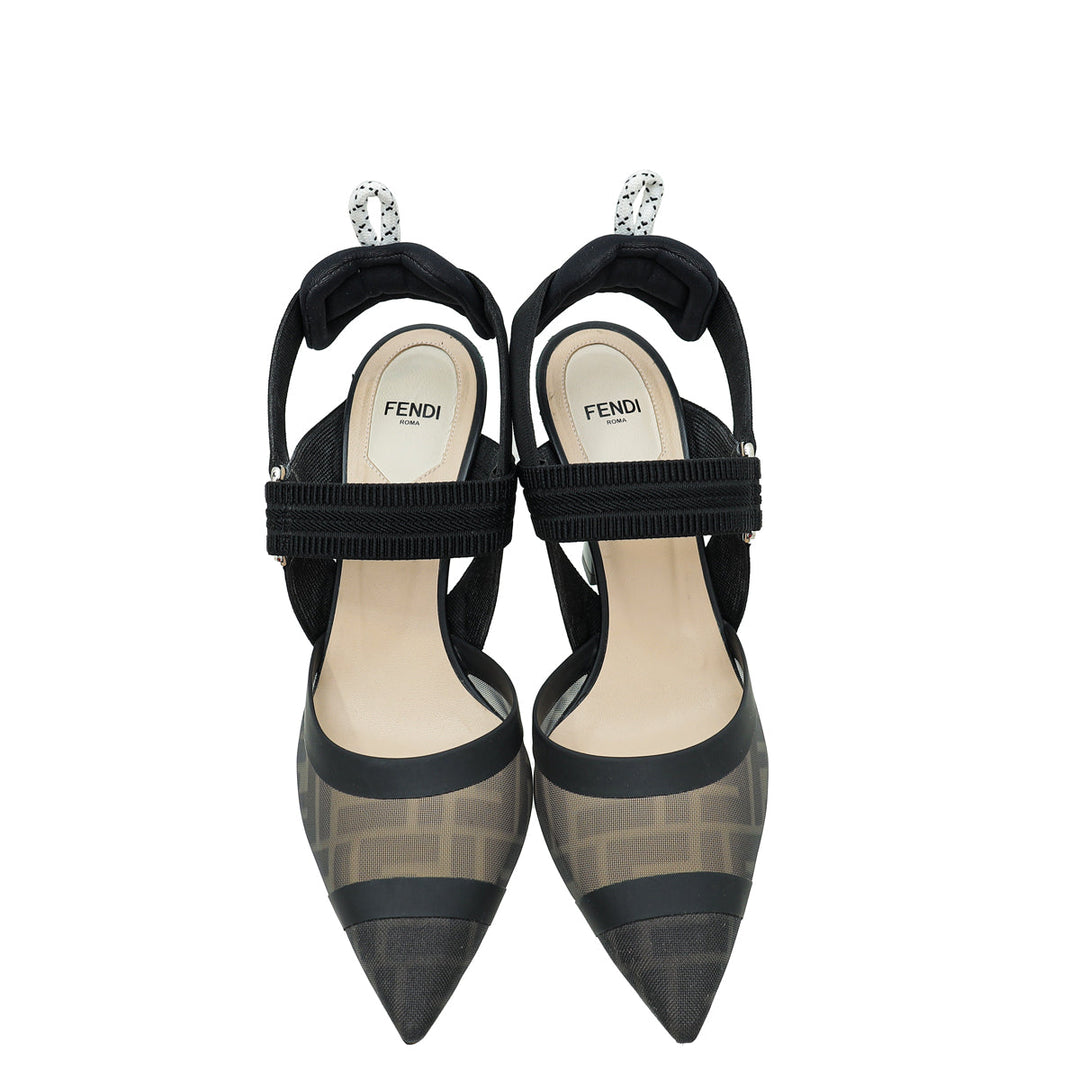 Fendi Black Colibri Mesh Slingback Pump 39