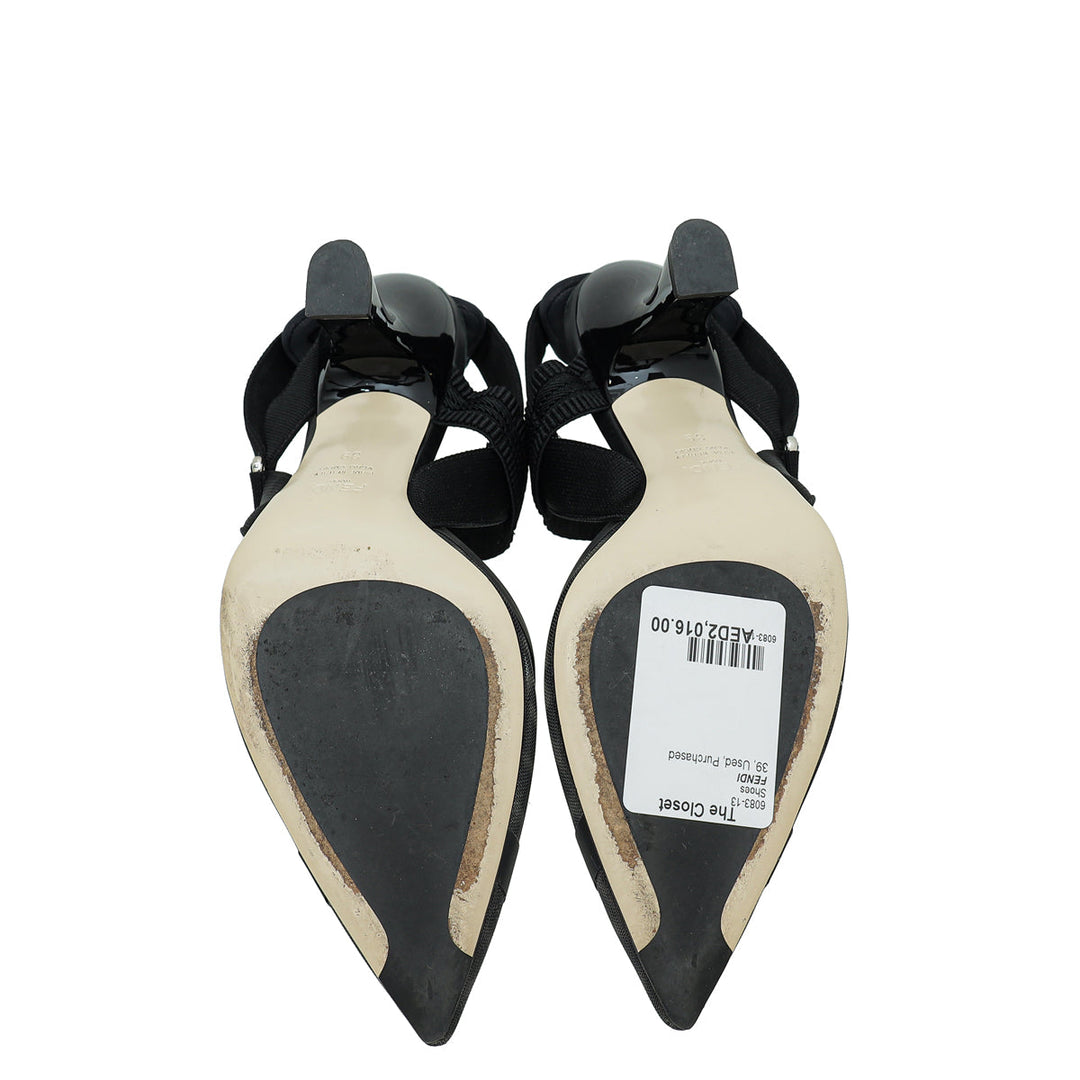 Fendi Black Colibri Mesh Slingback Pump 39
