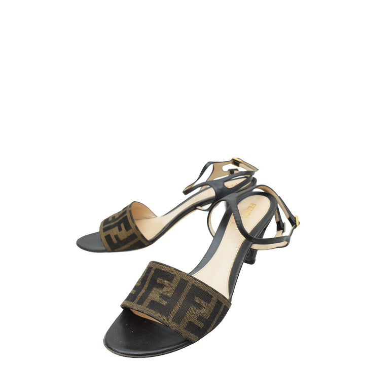 Fendi Bicolor Zucca Ankle Strap Sandal 40