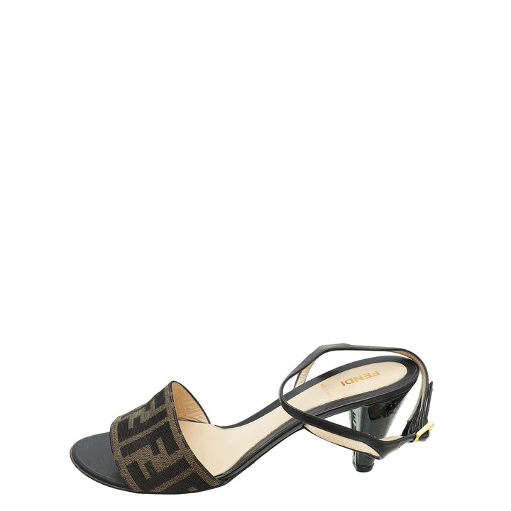 Fendi Bicolor Zucca Ankle Strap Sandal 40