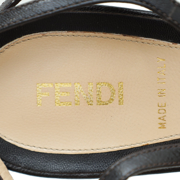 Fendi Bicolor Zucca Ankle Strap Sandal 40