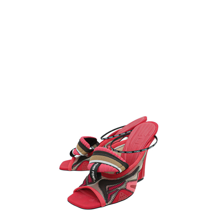 Fendi Red Multicolor Colibri Appliquéd Mesh And Neoprene Sandal 40