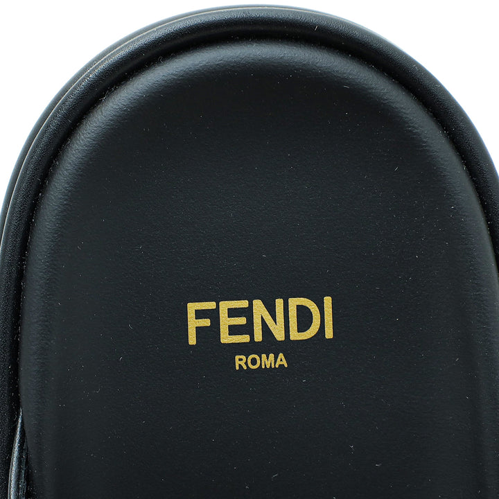 Fendi Black Vitello Fendigraphy Slide Sandals 40
