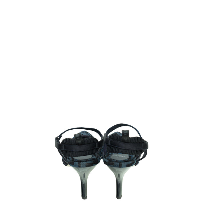 Fendi Dark Blue FF Velvet Colibri Lite Slingback Pumps 42
