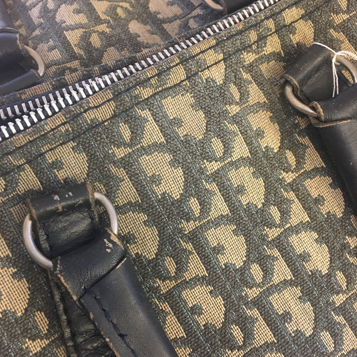 CHRISTIAN Top quality Dior Bowling Handbag in Blue Fabric