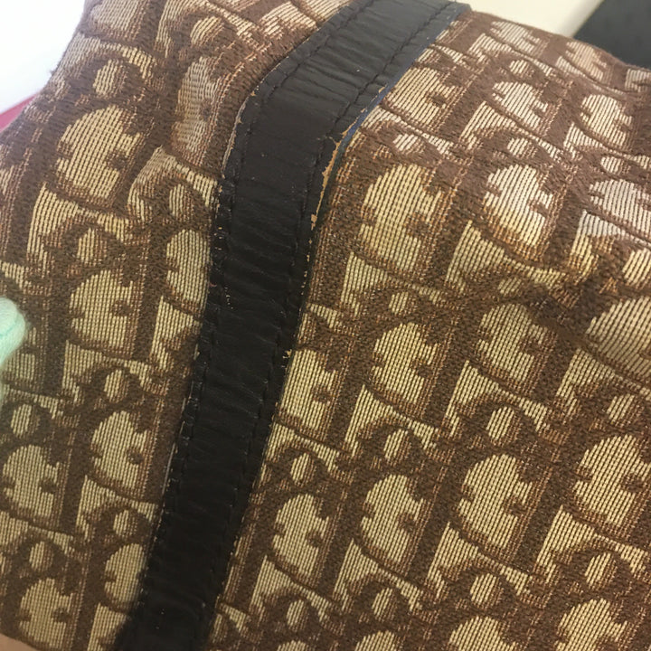 CHRISTIAN Top quality Dior Bowling Handbag in Beige Fabric