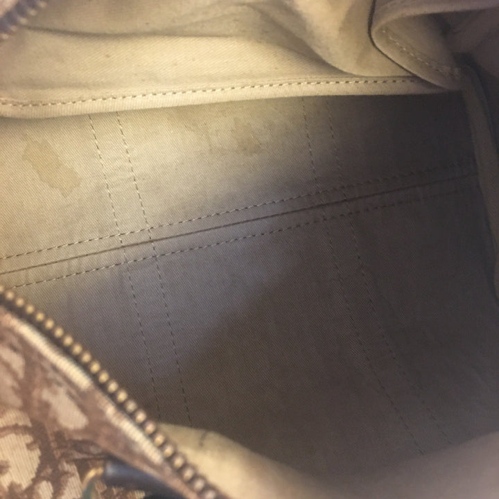 CHRISTIAN Top quality Dior Bowling Handbag in Beige Fabric