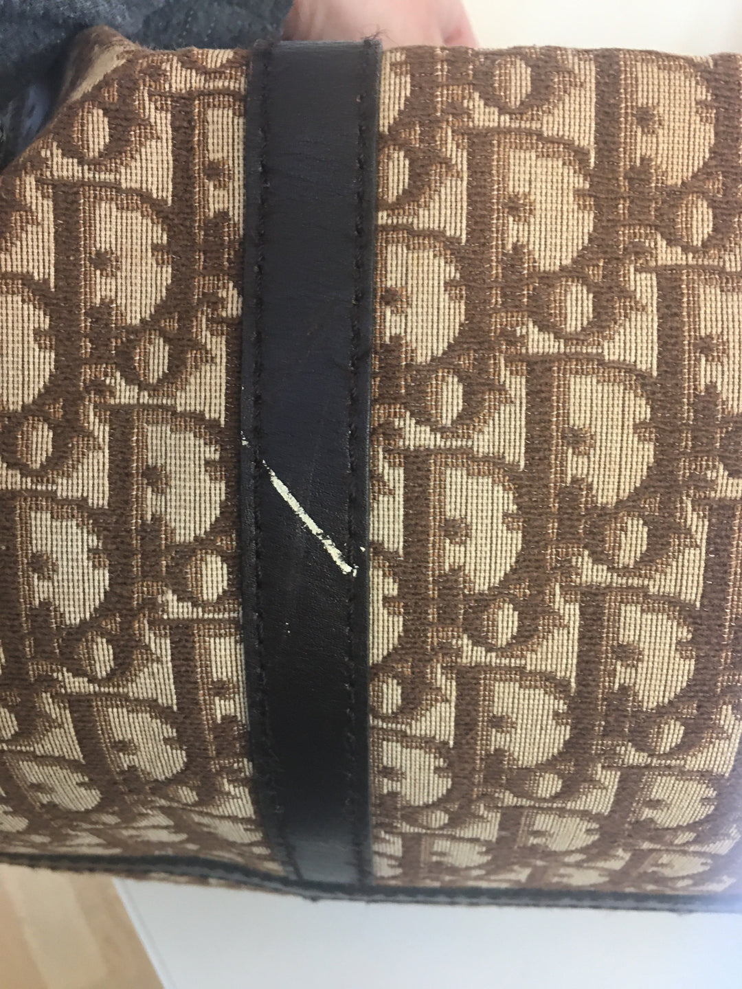 CHRISTIAN Top quality Dior Bowling Handbag in Beige Fabric