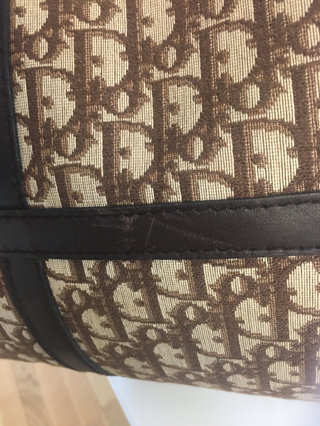 CHRISTIAN Top quality Dior Bowling Handbag in Beige Fabric