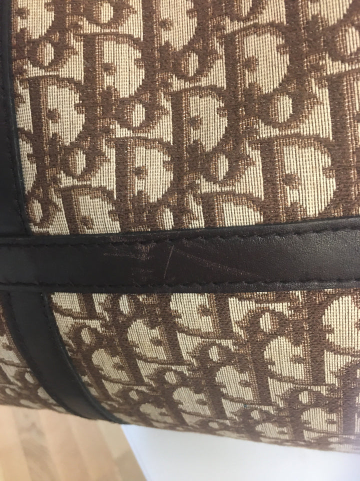 CHRISTIAN Top quality Dior Bowling Handbag in Beige Fabric
