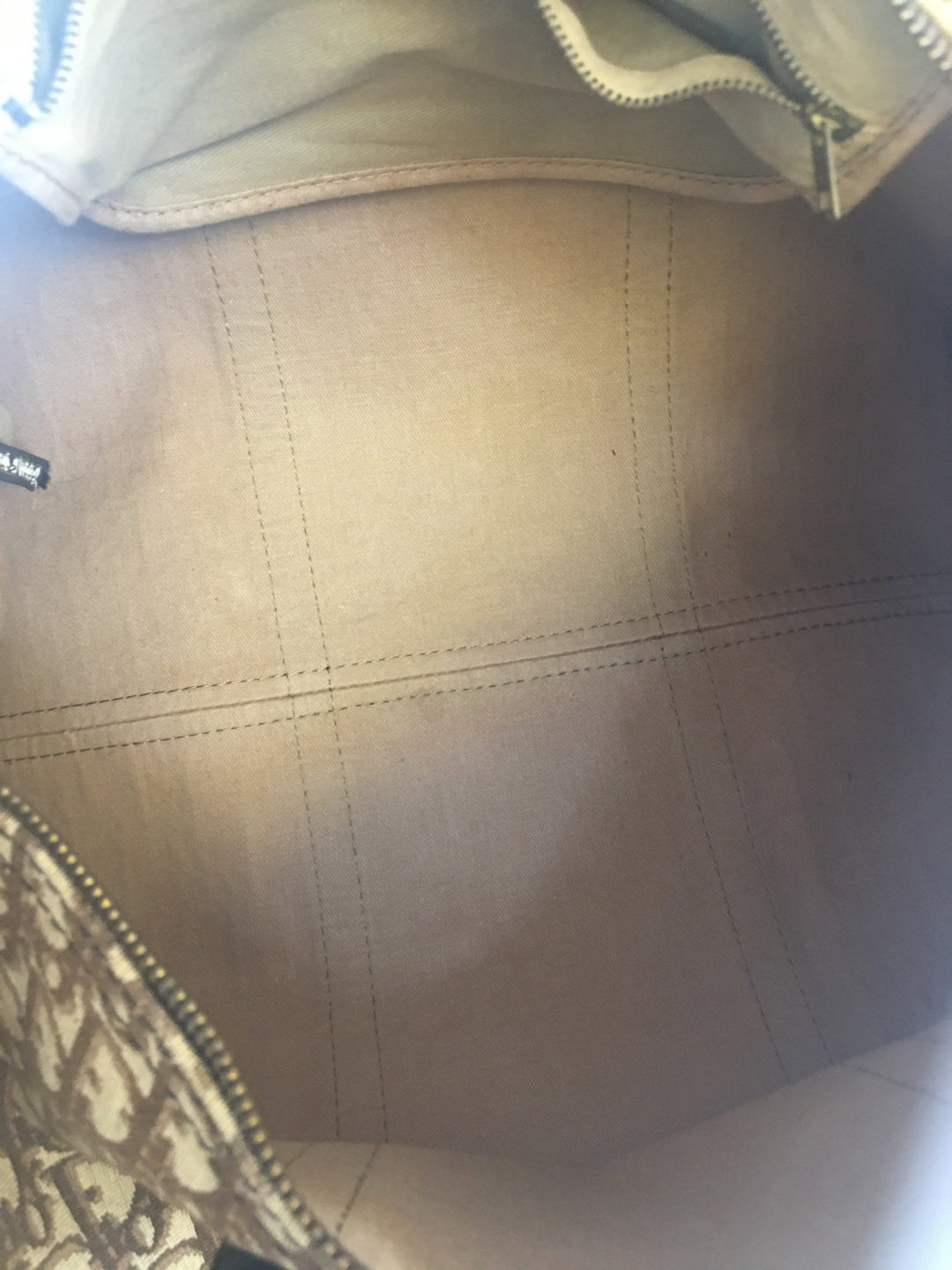 CHRISTIAN Top quality Dior Bowling Handbag in Beige Fabric