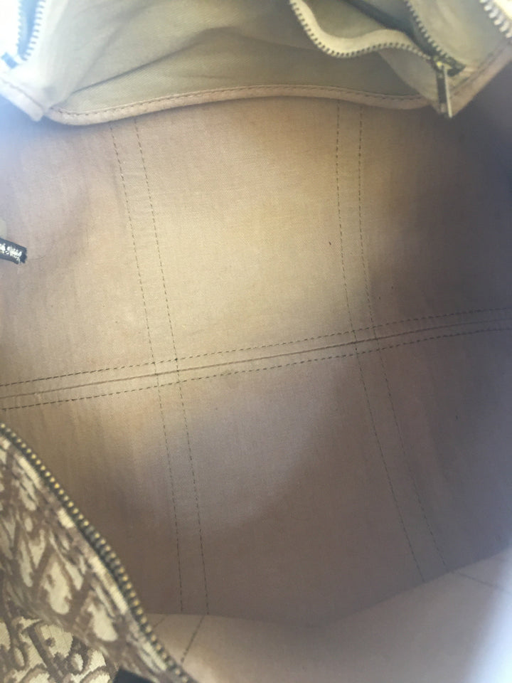 CHRISTIAN Top quality Dior Bowling Handbag in Beige Fabric