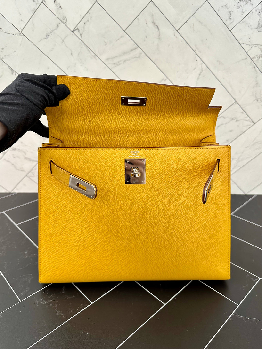 Hermes Yellow Epsom Leather Kelly 28