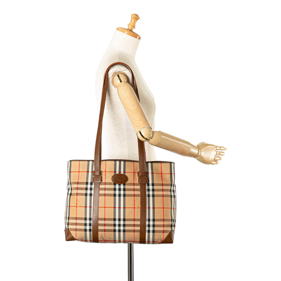 BURBERRY Haymarket Check Canvas Tote Tote Bag