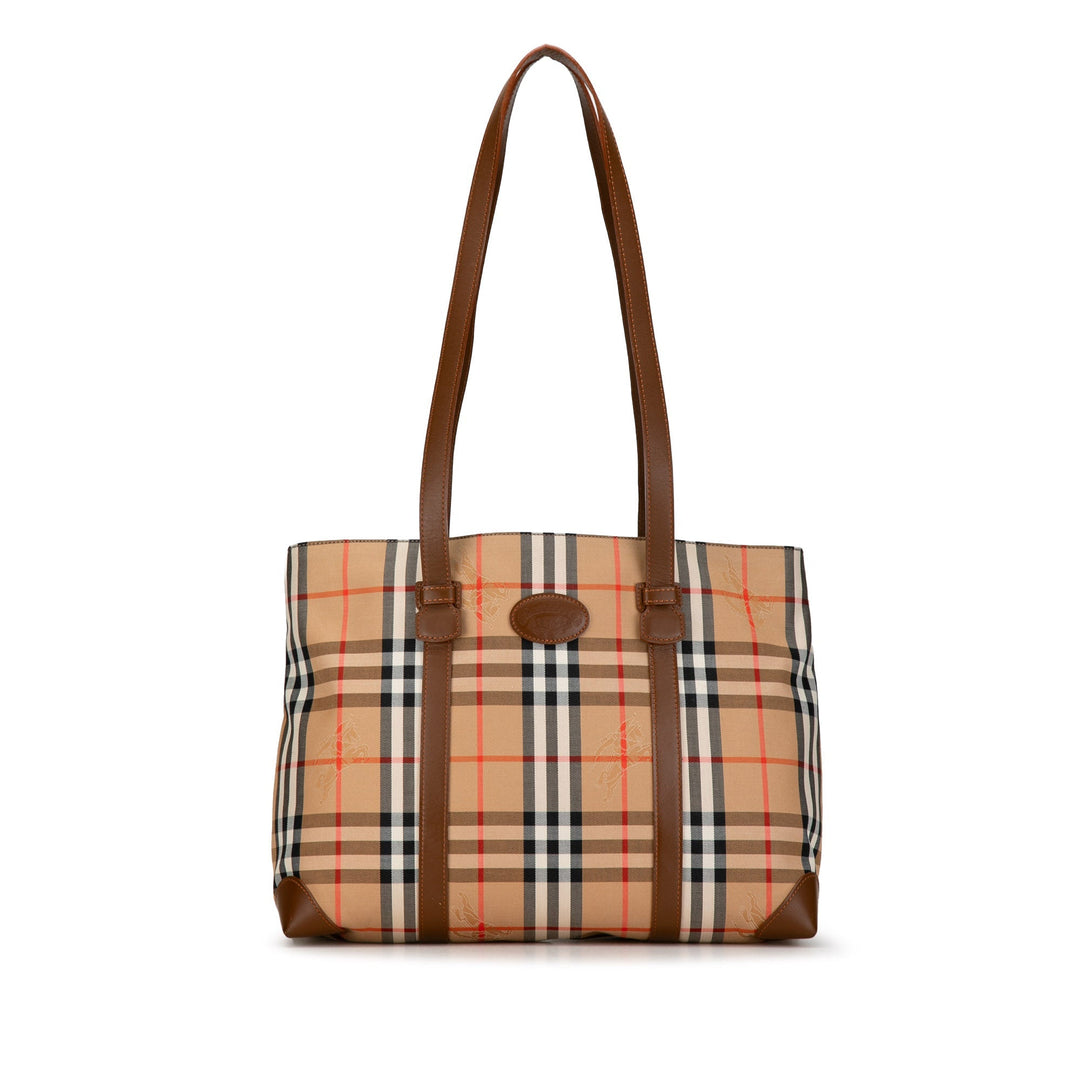 BURBERRY Haymarket Check Canvas Tote Tote Bag