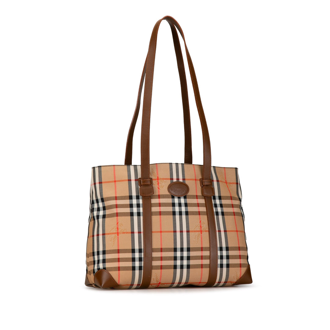 BURBERRY Haymarket Check Canvas Tote Tote Bag