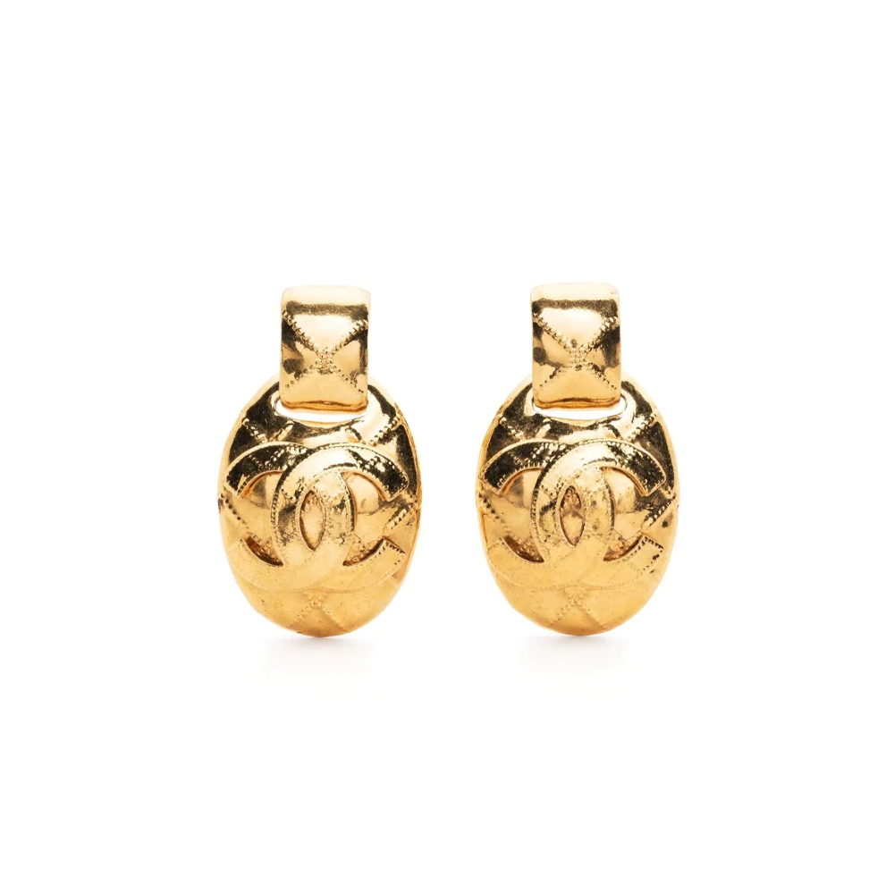 Chanel Diamond Quilted Gold Clip-on Earrings