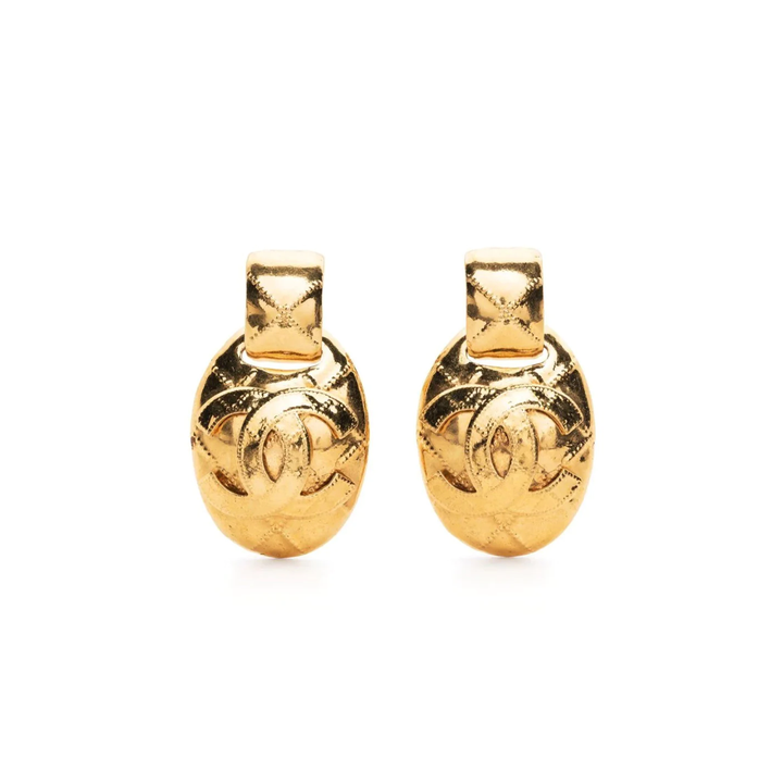 Chanel Diamond Quilted Gold Clip-on Earrings