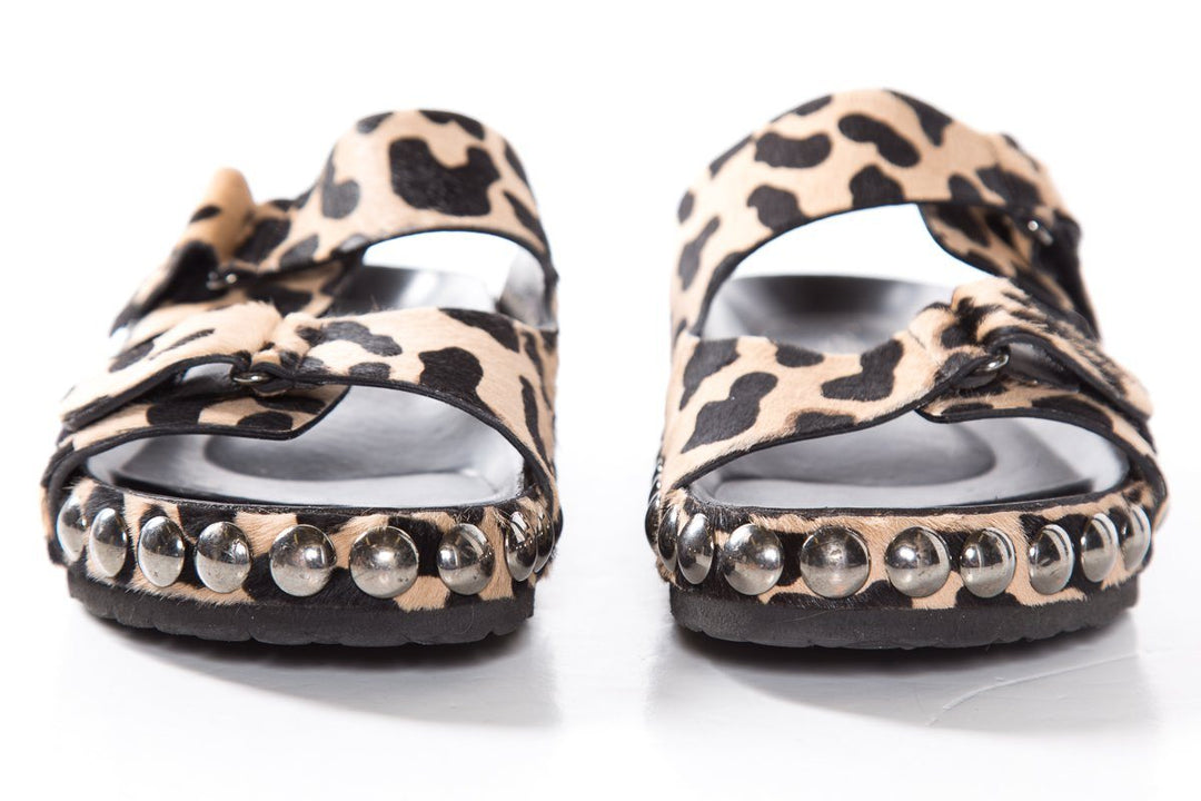 Giambattista Vall Leopard Print Calf Hair Slide Sandals SZ 40.5  Sale