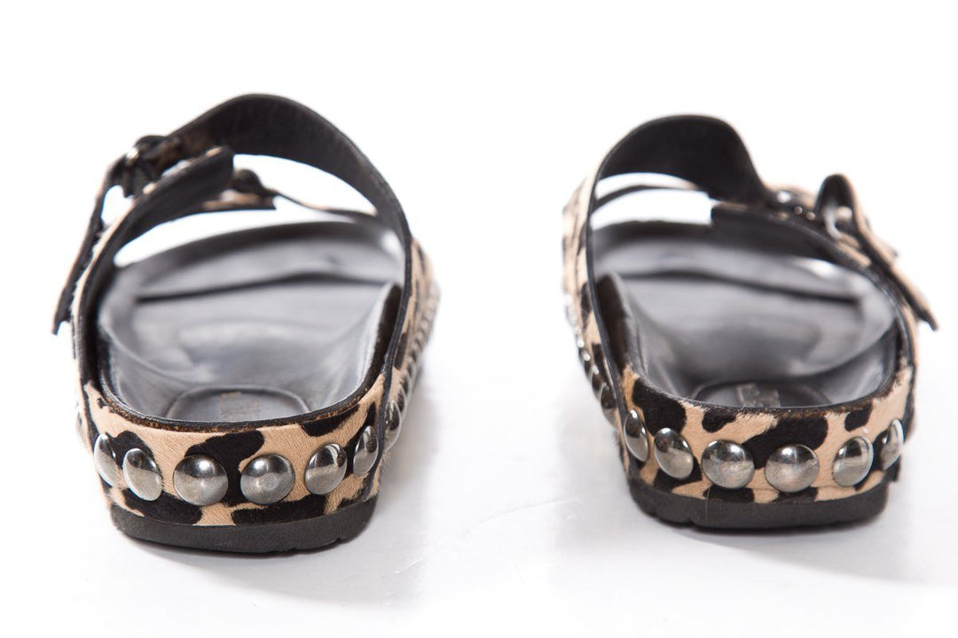 Giambattista Vall Leopard Print Calf Hair Slide Sandals SZ 40.5  Sale