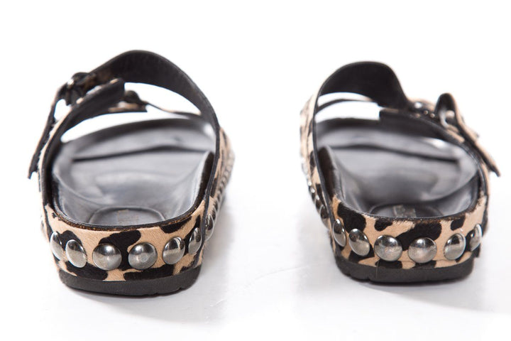 Giambattista Vall Leopard Print Calf Hair Slide Sandals SZ 40.5  Sale