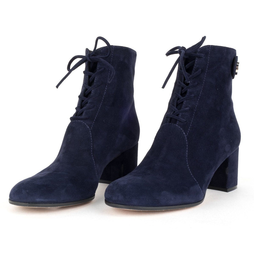 Gianvito Rossi Navy Blue Suede Lace Up Ankle Booties 39