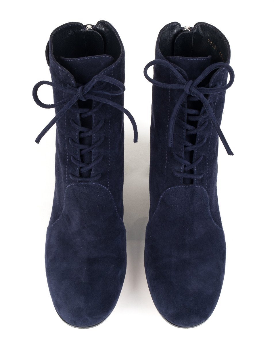 Gianvito Rossi Navy Blue Suede Lace Up Ankle Booties 39