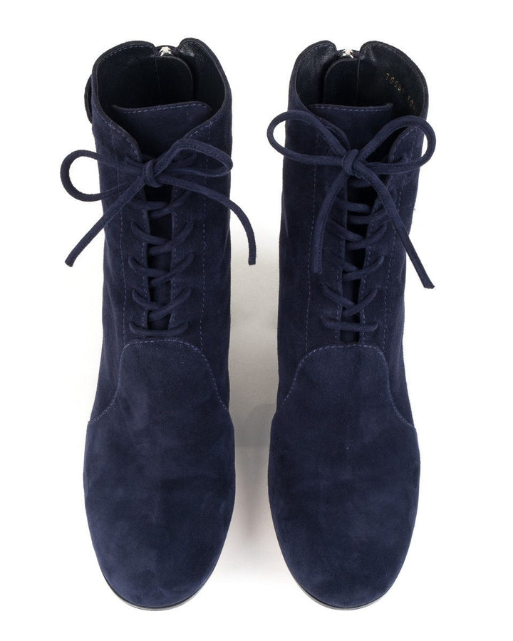 Gianvito Rossi Navy Blue Suede Lace Up Ankle Booties 39