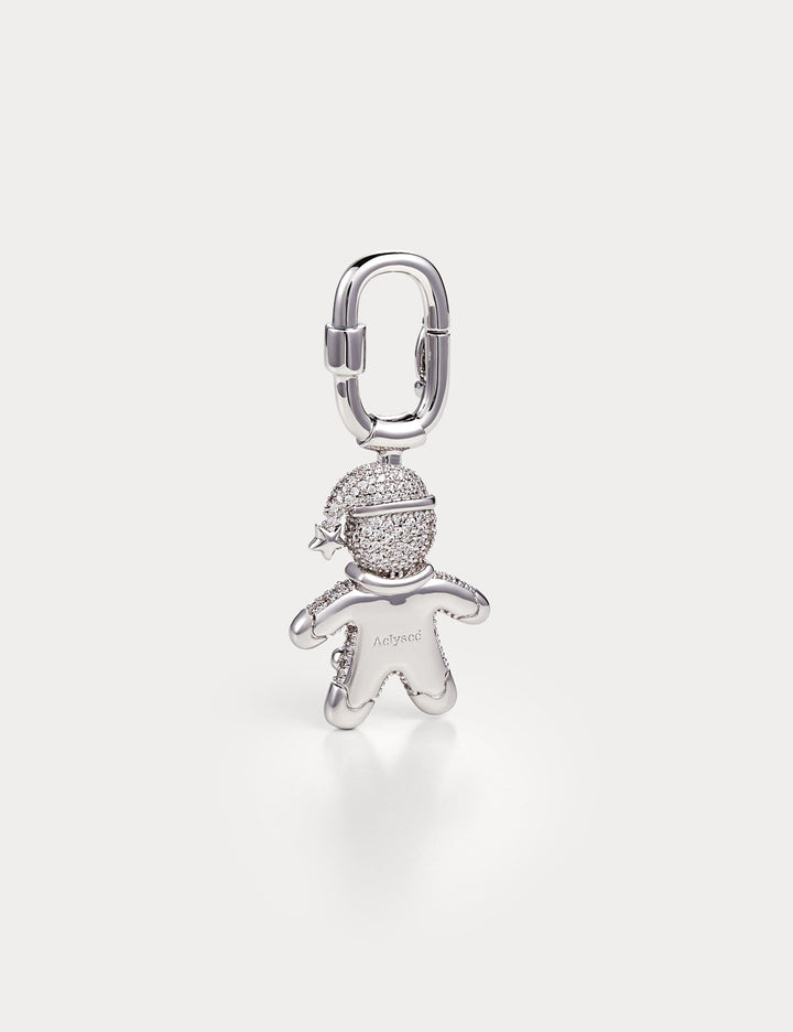 Sparkle Silver—Gingerbread Man Bag Charm