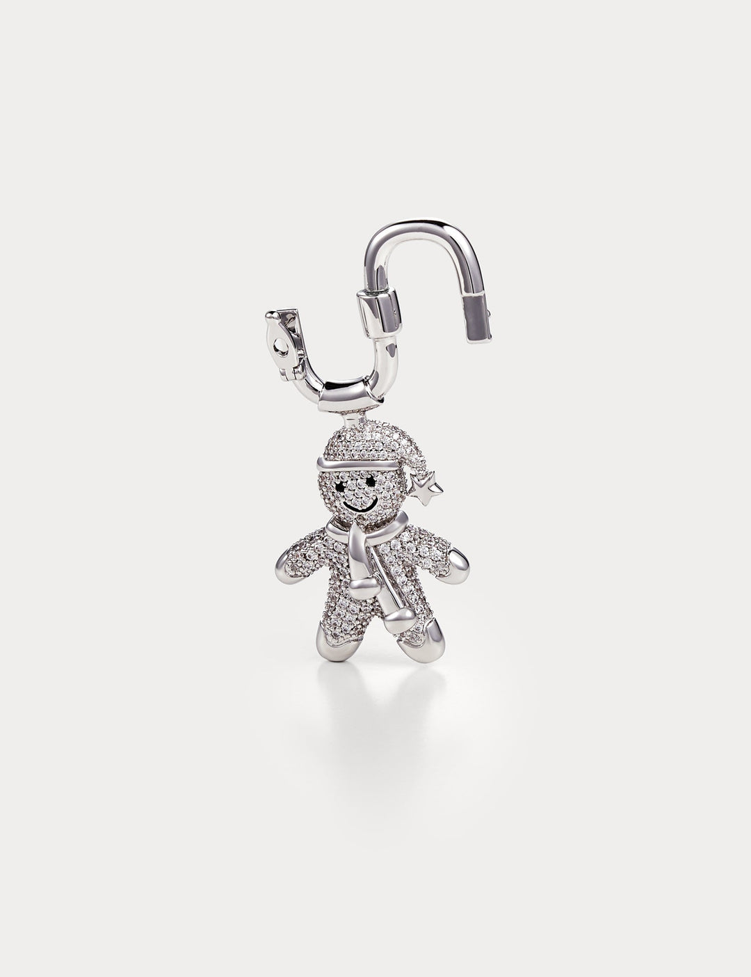 Sparkle Silver—Gingerbread Man Bag Charm