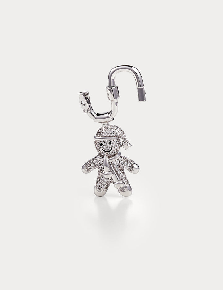 Sparkle Silver—Gingerbread Man Bag Charm