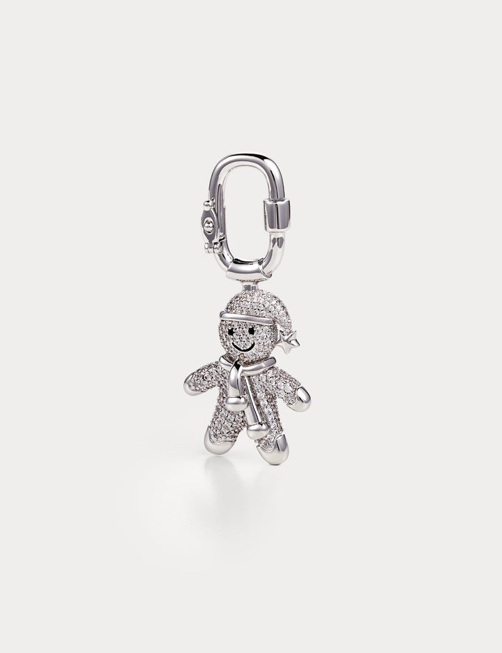 Sparkle Silver—Gingerbread Man Bag Charm