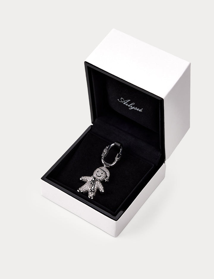 Sparkle Silver—Gingerbread Man Bag Charm