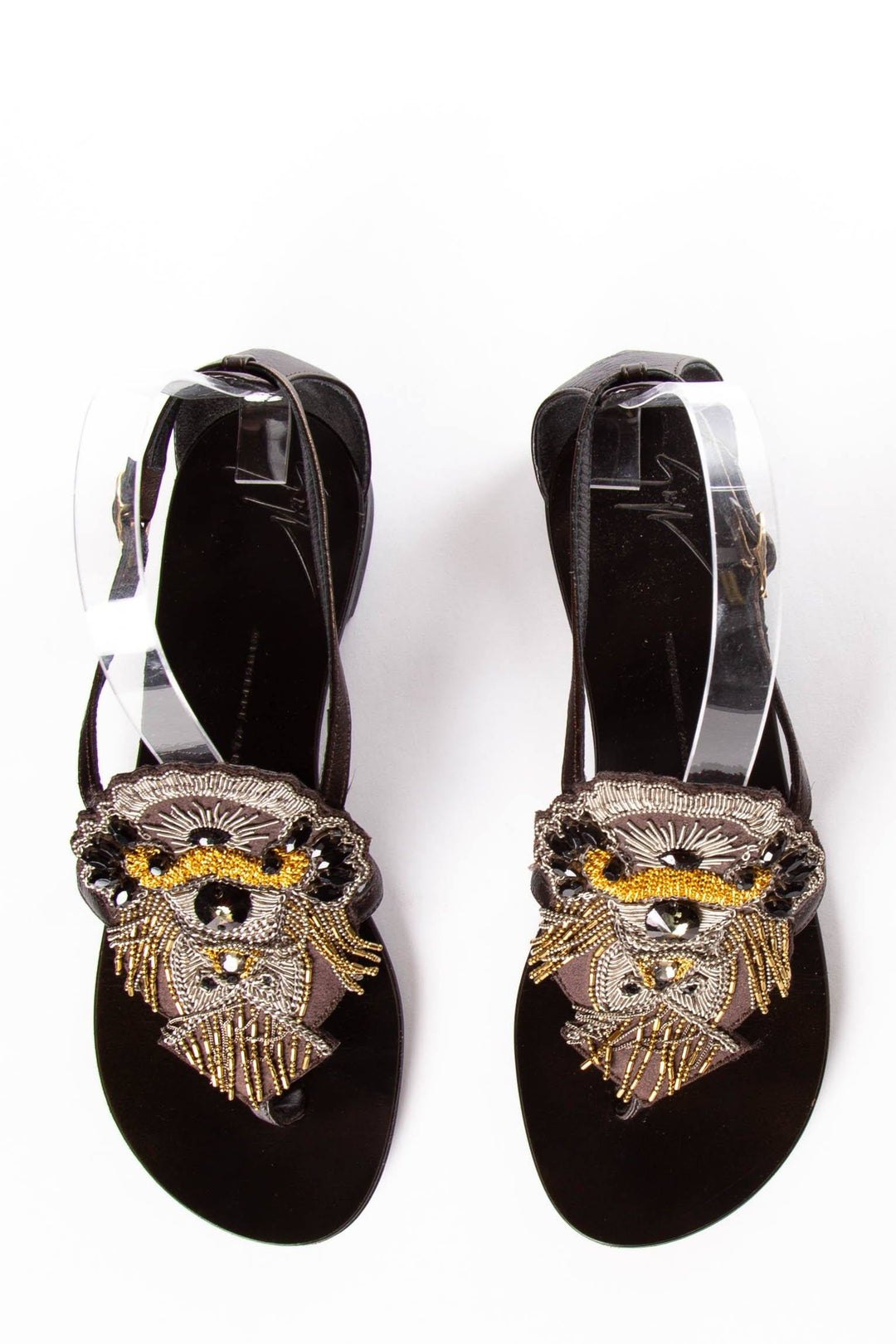 Giuseppe Zanotti Black Jewel Embellished Flats SZ 36.5 Sale