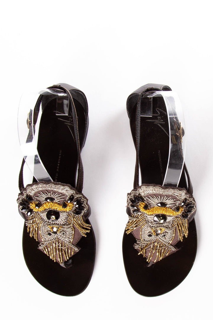 Giuseppe Zanotti Black Jewel Embellished Flats SZ 36.5 Sale