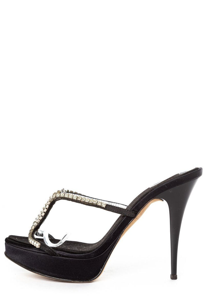 Giuseppe Zanotti Black Satin & Crystal Sandals 35.5