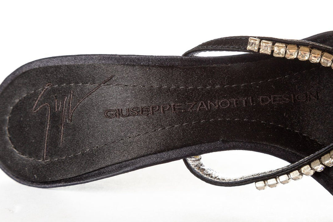Giuseppe Zanotti Black Satin & Crystal Sandals 35.5
