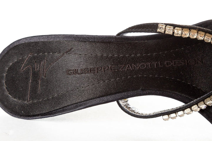 Giuseppe Zanotti Black Satin & Crystal Sandals 35.5